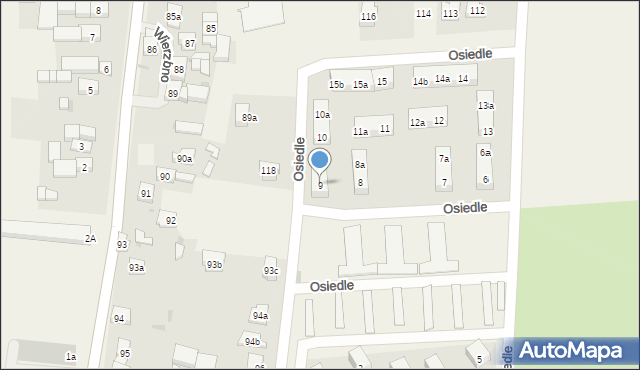Wierzbno, Osiedle, 9, mapa Wierzbno