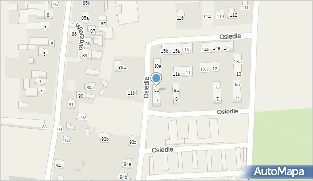 Wierzbno, Osiedle, 9a, mapa Wierzbno