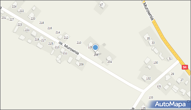 Wierzchowie, Osiedle Murownia, 206, mapa Wierzchowie