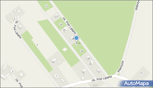 Wierzyce, Osiedle Pod Lipami, 17, mapa Wierzyce