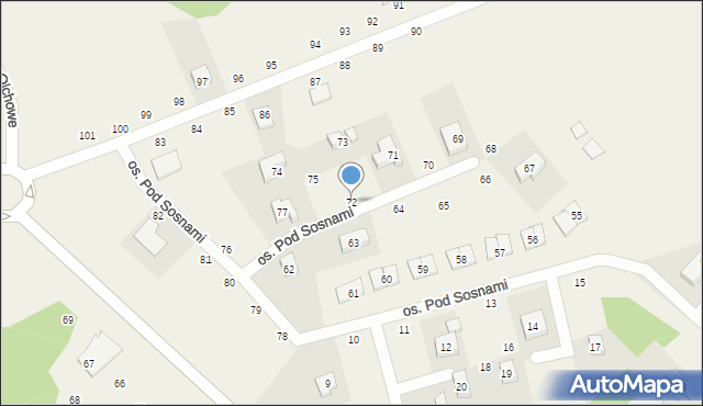 Wierzyce, Osiedle Pod Sosnami, 72, mapa Wierzyce