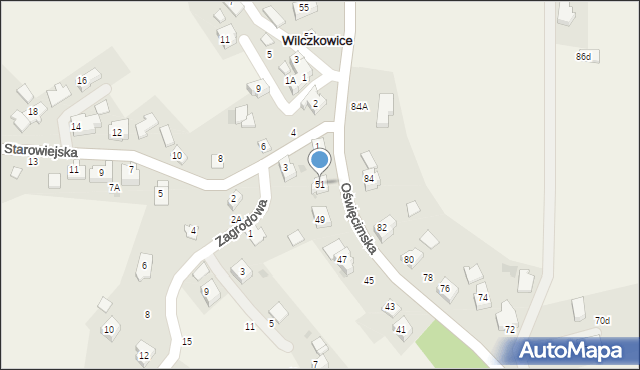 Wilczkowice, Oświęcimska, 51, mapa Wilczkowice