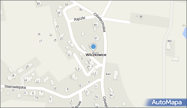 Wilczkowice, Oświęcimska, 53, mapa Wilczkowice