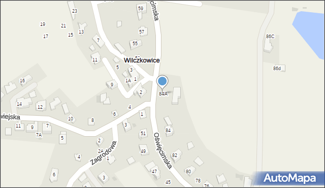 Wilczkowice, Oświęcimska, 84A, mapa Wilczkowice