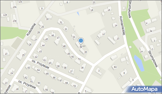 Wilkanowo, Osiedle Przylesie, 34, mapa Wilkanowo