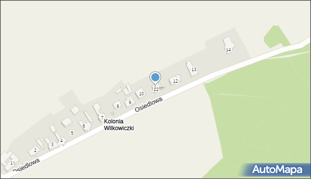 Wilkowiczki, Osiedlowa, 11, mapa Wilkowiczki