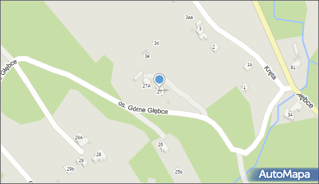 Wisła, Osiedle Górne Głębce, 27, mapa Wisła