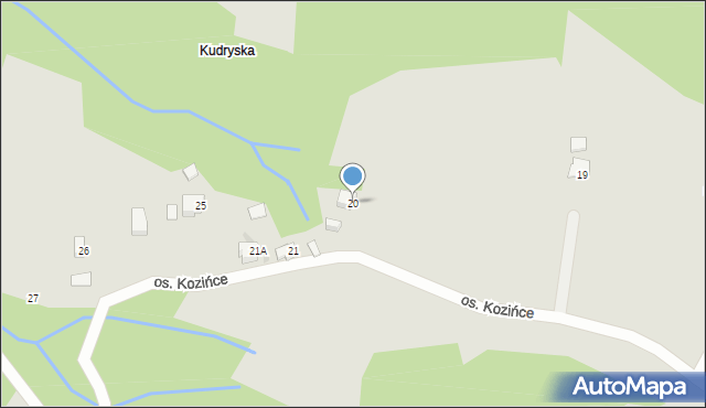 Wisła, Osiedle Kozińce, 20, mapa Wisła