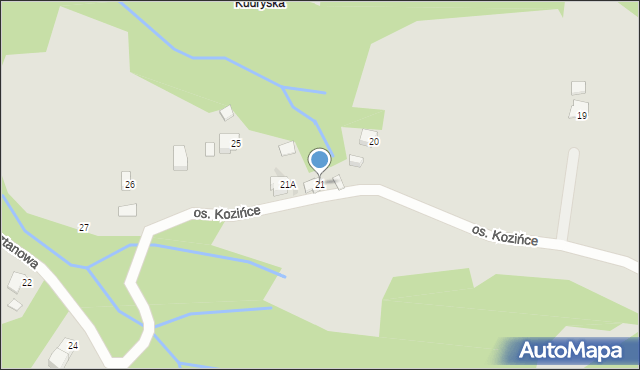 Wisła, Osiedle Kozińce, 21, mapa Wisła