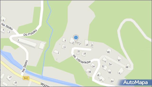 Wisła, Osiedle Uścieńków, 15, mapa Wisła