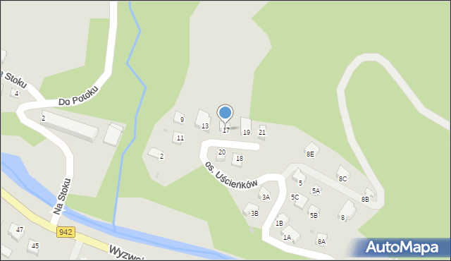 Wisła, Osiedle Uścieńków, 17, mapa Wisła