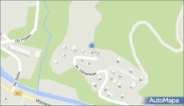 Wisła, Osiedle Uścieńków, 19, mapa Wisła