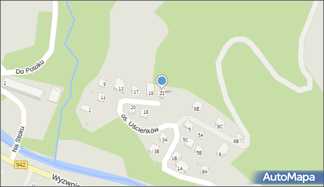 Wisła, Osiedle Uścieńków, 21, mapa Wisła