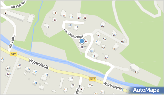 Wisła, Osiedle Uścieńków, 3B, mapa Wisła