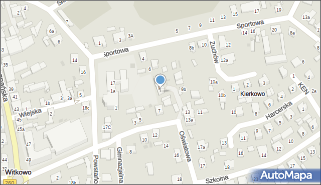 Witkowo, Oświatowa, 9a, mapa Witkowo