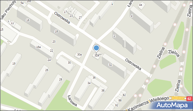 Włocławek, Ostrowska, 32a, mapa Włocławka