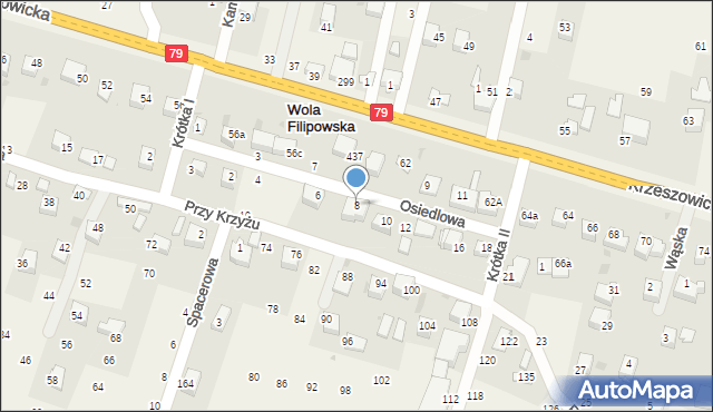 Wola Filipowska, Osiedlowa, 8, mapa Wola Filipowska