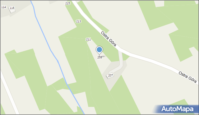 Wola Radziszowska, Ostra Góra, 209, mapa Wola Radziszowska