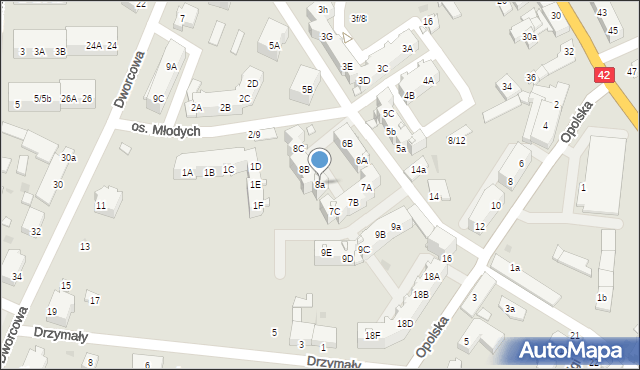 Wołczyn, Osiedle Młodych, 8a, mapa Wołczyn