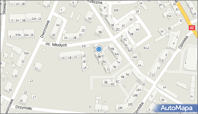 Wołczyn, Osiedle Młodych, 8B, mapa Wołczyn