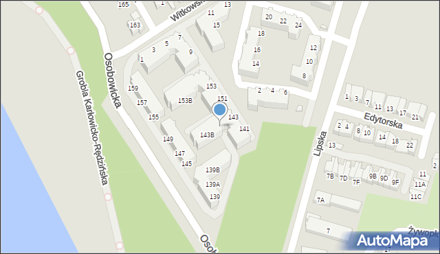 Wrocław, Osobowicka, 143A, mapa Wrocławia