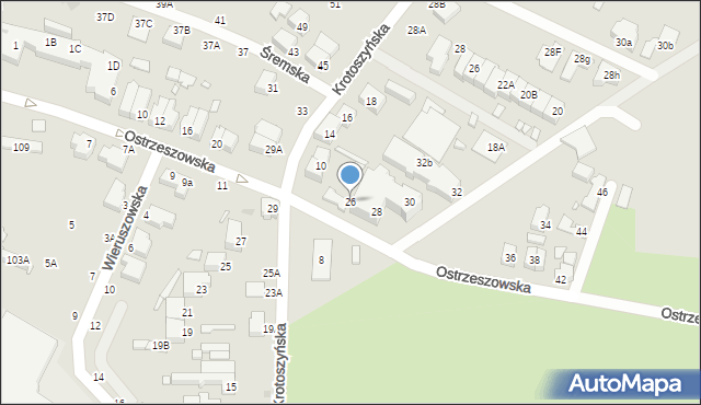 Wrocław, Ostrzeszowska, 26, mapa Wrocławia