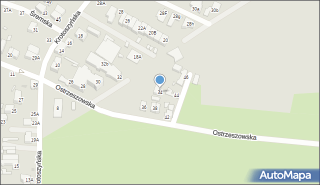 Wrocław, Ostrzeszowska, 34, mapa Wrocławia