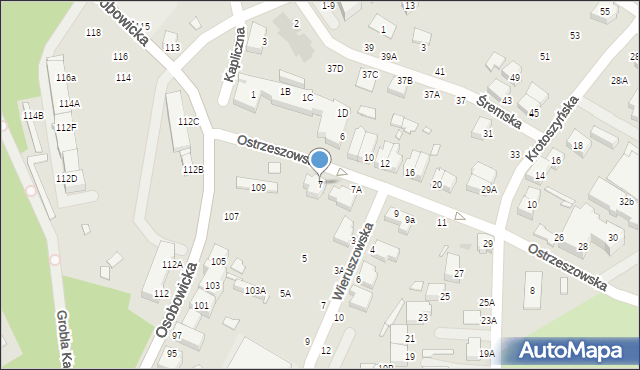 Wrocław, Ostrzeszowska, 7, mapa Wrocławia