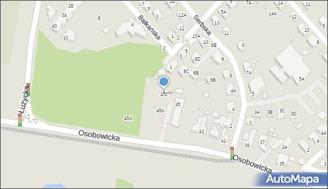 Wrocław, Osobowicka, 45c, mapa Wrocławia