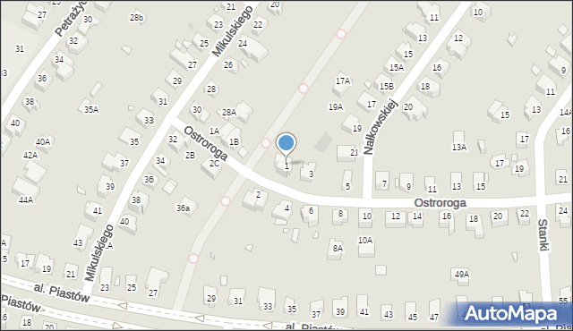 Wrocław, Ostroroga Jana, 1, mapa Wrocławia
