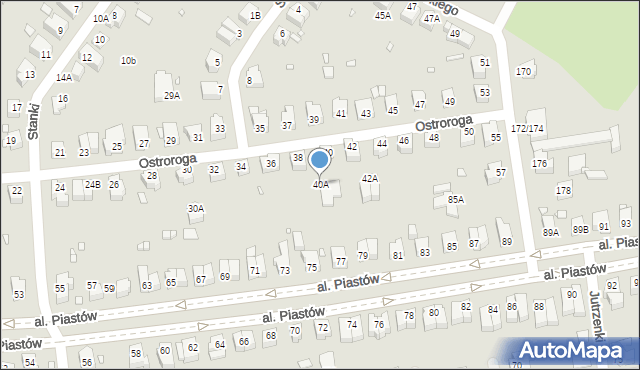 Wrocław, Ostroroga Jana, 40A, mapa Wrocławia