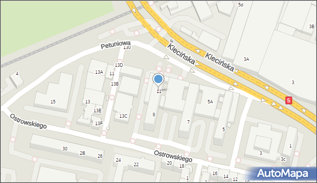 Wrocław, Ostrowskiego Aleksandra, 11, mapa Wrocławia