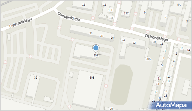 Wrocław, Ostrowskiego Aleksandra, 30A, mapa Wrocławia