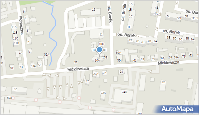 Wronki, Osiedle Borek, 10D, mapa Wronki