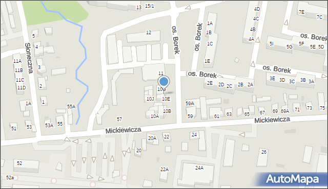 Wronki, Osiedle Borek, 10F, mapa Wronki