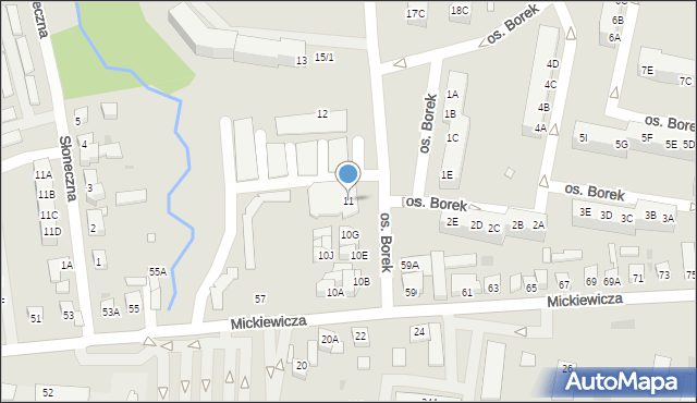 Wronki, Osiedle Borek, 11, mapa Wronki
