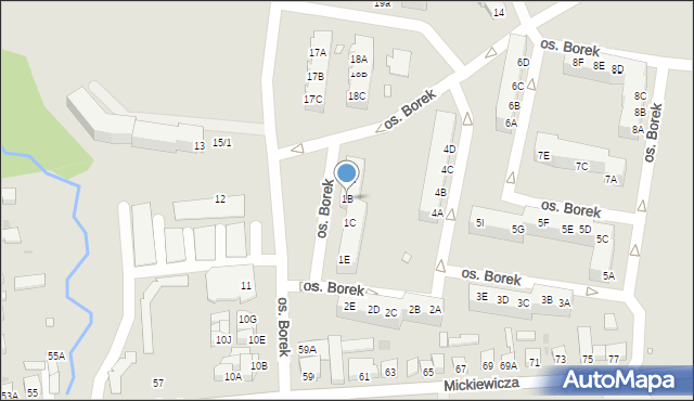 Wronki, Osiedle Borek, 1B, mapa Wronki