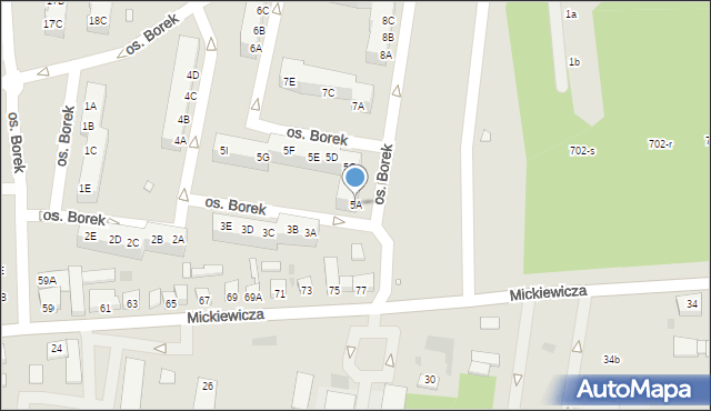 Wronki, Osiedle Borek, 5A, mapa Wronki