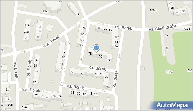 Wronki, Osiedle Borek, 7D, mapa Wronki