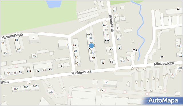 Wronki, Osiedle Słowackiego Juliusza, 10E, mapa Wronki