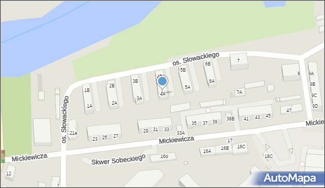 Wronki, Osiedle Słowackiego Juliusza, 4A, mapa Wronki