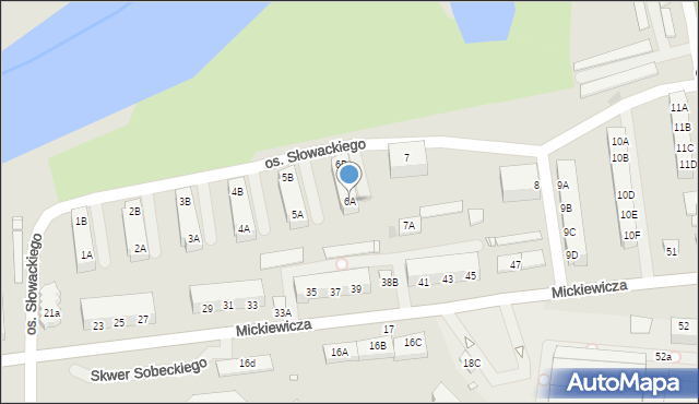 Wronki, Osiedle Słowackiego Juliusza, 6A, mapa Wronki
