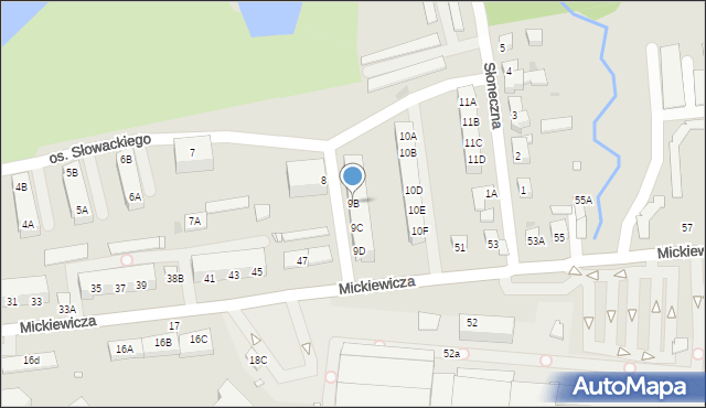 Wronki, Osiedle Słowackiego Juliusza, 9B, mapa Wronki