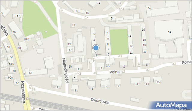 Wronki, Osiedle Staszica Stanisława, 1, mapa Wronki