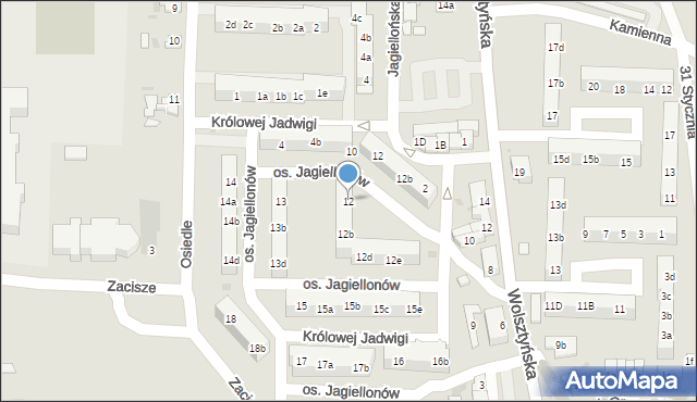 Wschowa, Osiedle Jagiellonów, 12, mapa Wschowa