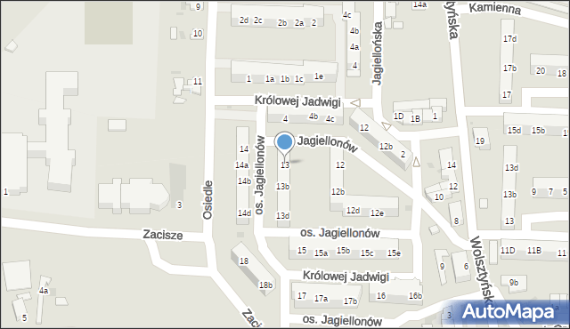 Wschowa, Osiedle Jagiellonów, 13, mapa Wschowa