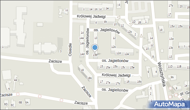Wschowa, Osiedle Jagiellonów, 13d, mapa Wschowa