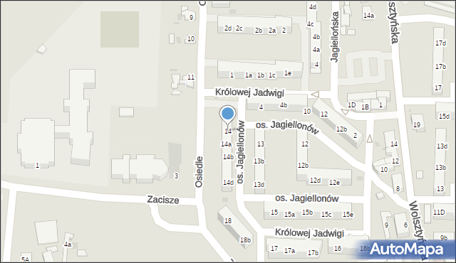 Wschowa, Osiedle Jagiellonów, 14, mapa Wschowa