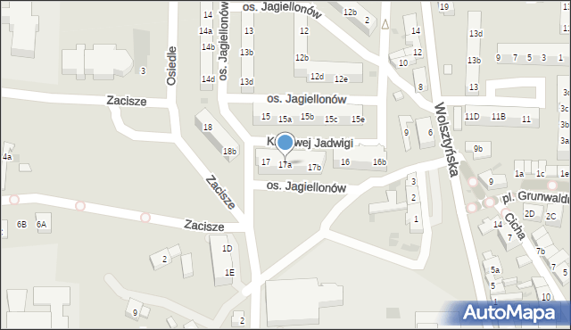 Wschowa, Osiedle Jagiellonów, 17a, mapa Wschowa