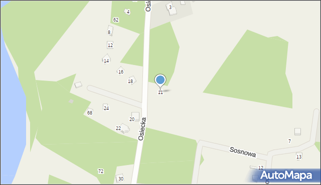 Wycinki, Osiecka, 11, mapa Wycinki